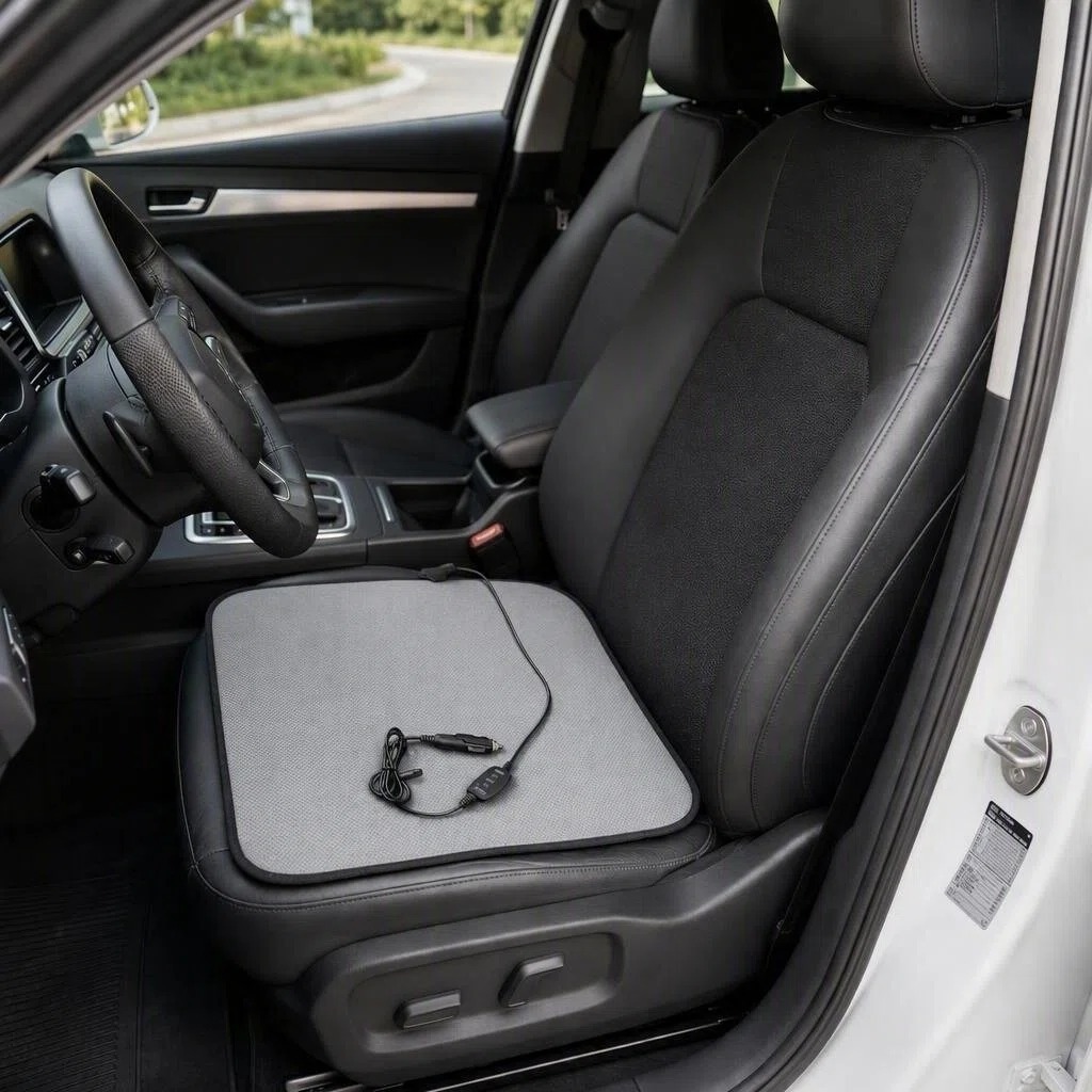 Cross-border car seat heating pad, 12V cigarette lighter controlled temperature, single-piece car seat pad, universal square pad for winter warmth
