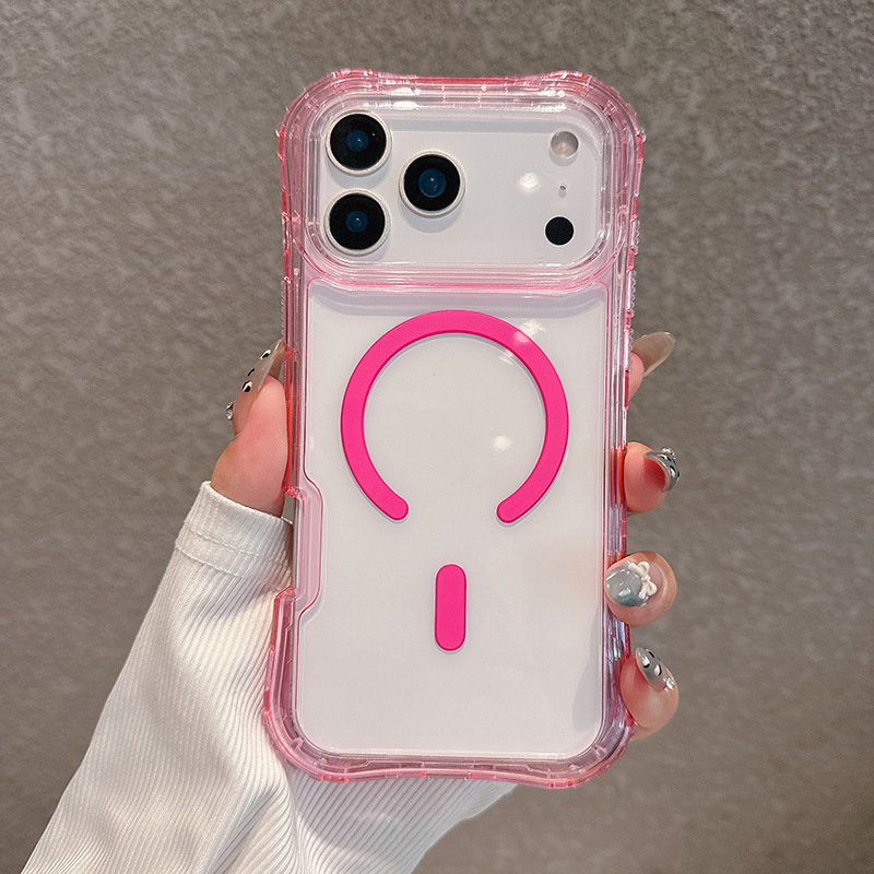 现货适用IP17Pro max透明三合一磁吸手机壳苹果防指纹摔保护套