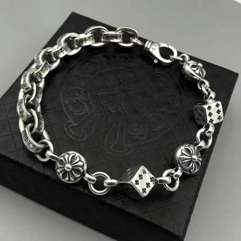 Chaoxuan Croix Heart Personality Letter Bracelet Men's and Women's Models Couple Retro Thai Silver Cross Dice Bracelet