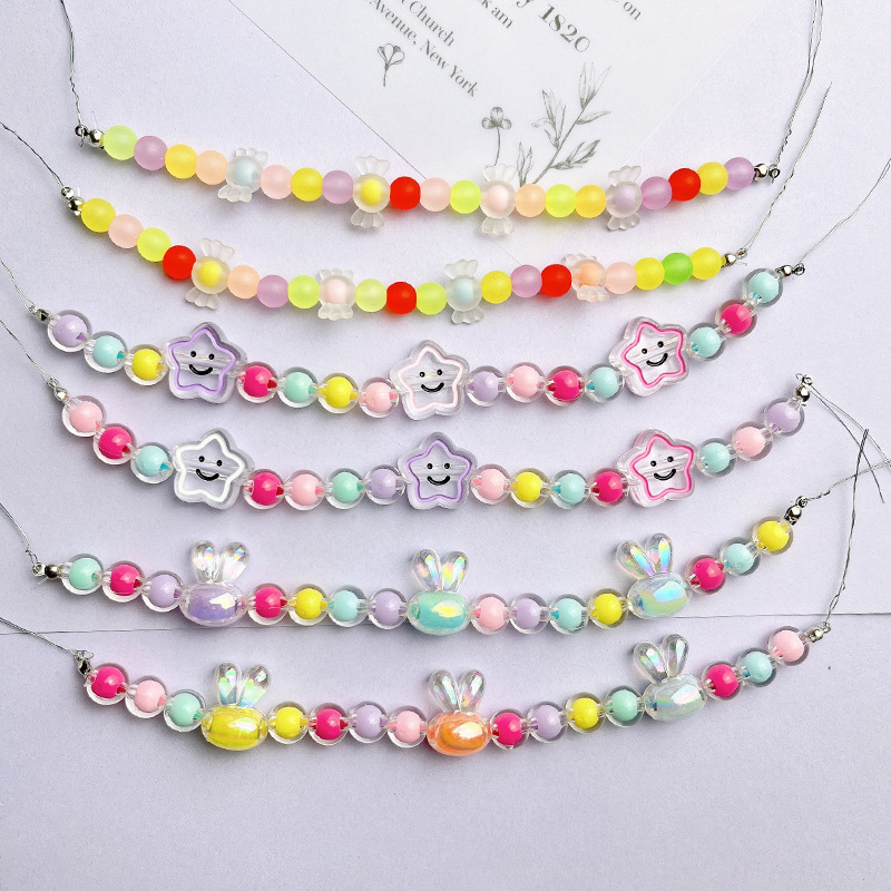 crosq Chain Hole Shoes Accessories Candy Frosted Beaded Chain Hole Shoes Decorative Shoe Buckle Colorful Pearlescent Chain