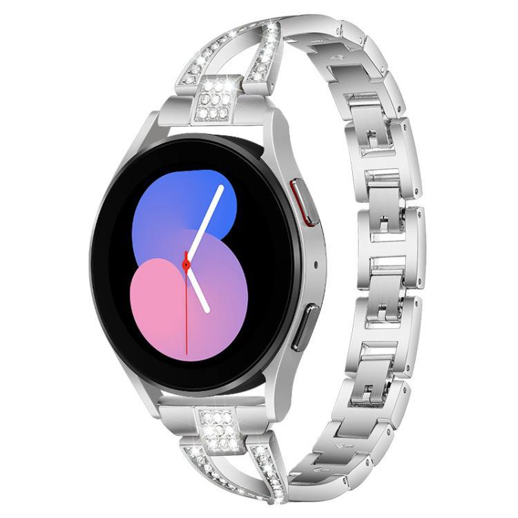 Para el Samsung Galaxy Watch8 / 8 Clásico una sola fila de correa de metal de acero inoxidable con diamantes
