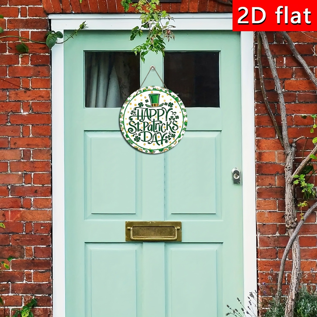 Colgar una placa de madera con el tema de San Patricio y adornos, decoración de porche de la casa de madera