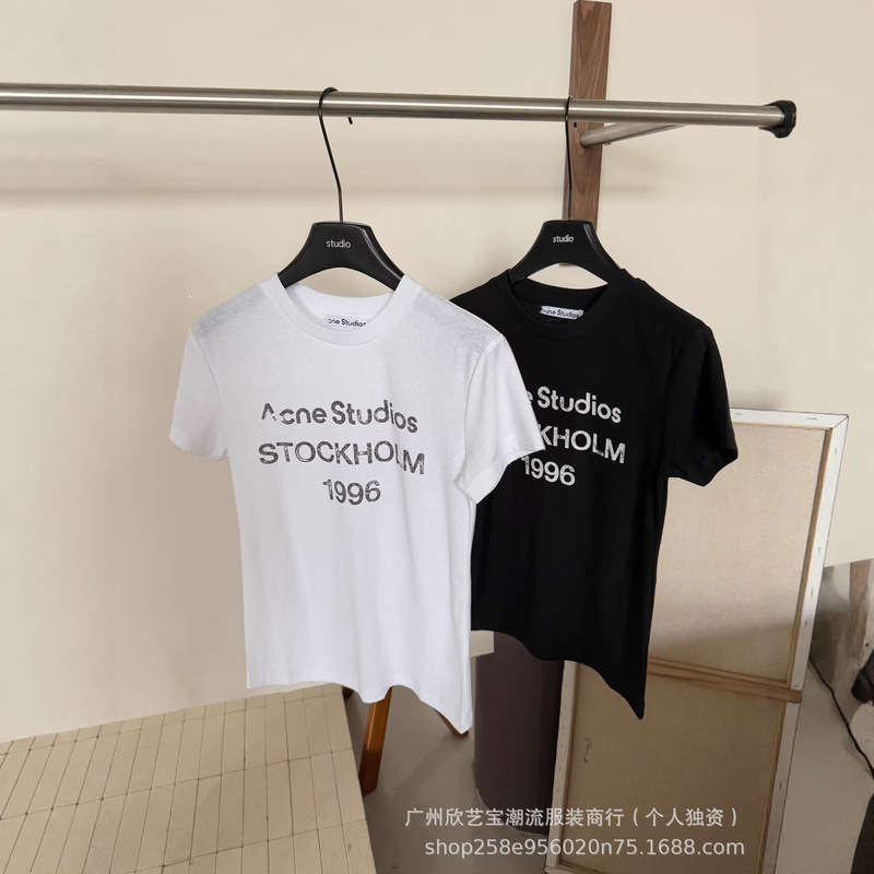 Ac Trendy Brand 26 New Style Printed Classic Round Neck Cotton and Linen Slim Fit Versatile Short-Sleeve T-Shirt for Women