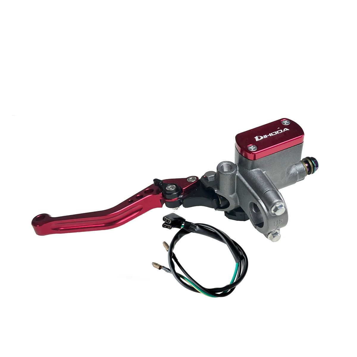 Universal modified hydraulic brake master cylinder for motorcycles and electric bikes with six-speed adjustable handle and power-off switch