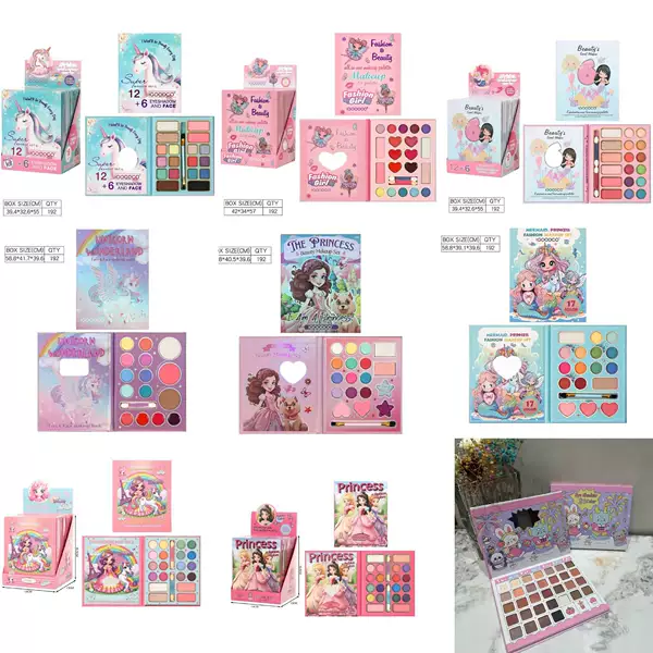 Foreign Trade Cross-Border Cute Cartoon Unicorn Pattern Small Makeup Palette for Stage Makeup, Pretend Play, Popular in Russia