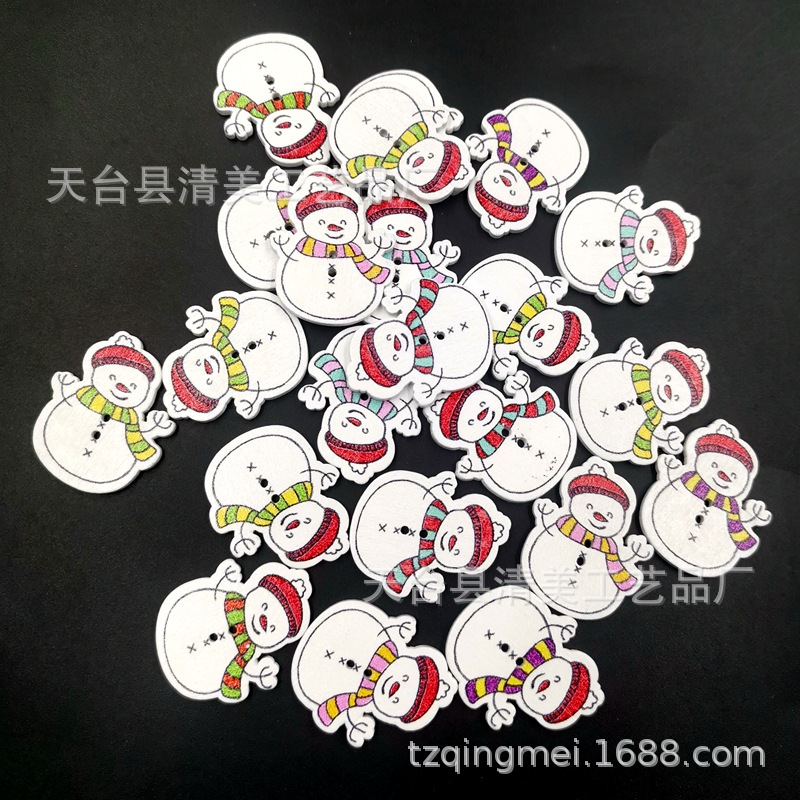 De madera de dibujos animados muñeco nieve Navidad artesanía decorativa pintada botones 50 unidades un paquete