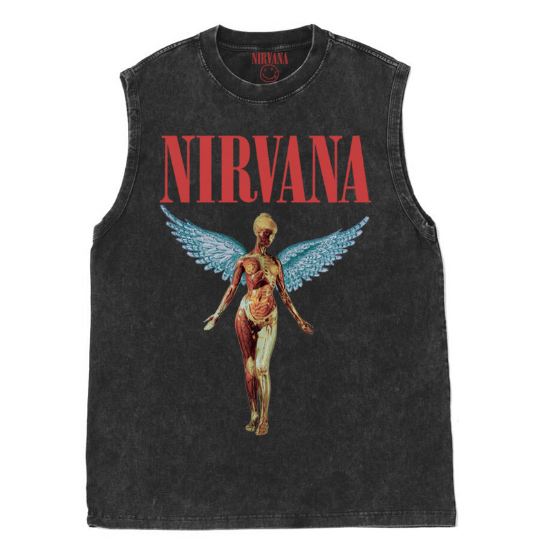Nirvana banda de rock Nirvana Cobain cocoburn apenado lavado vintage batik camiseta suelta
