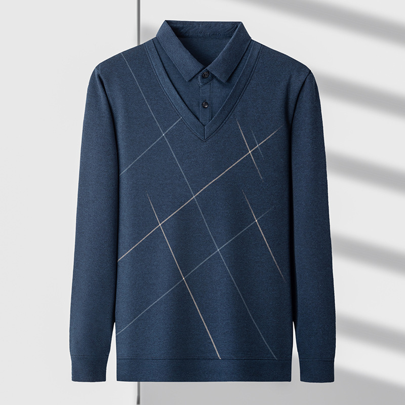 Dad's Spring Long-Sleeve T-Shirt for Men, Faux Two-Piece Top, Base Layer Shirt for Spring and Autumn, Middle-Aged and Elderly Men's Clothing, Clothing for the Elderly, Grandpa Dad's Spring Long-Sleeve T-Shirt for Men, Faux Two-Piece Top, Base Layer Shirt for Spring and Autumn, Middle-Aged and Elderly Men's Clothing, Clothing for the Elderly, Grandpa