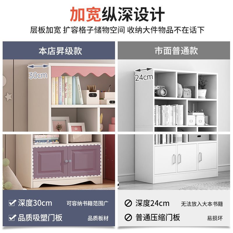 批书架置物架落地家用卧室收纳架客厅靠墙简约储物柜儿童简易书柜