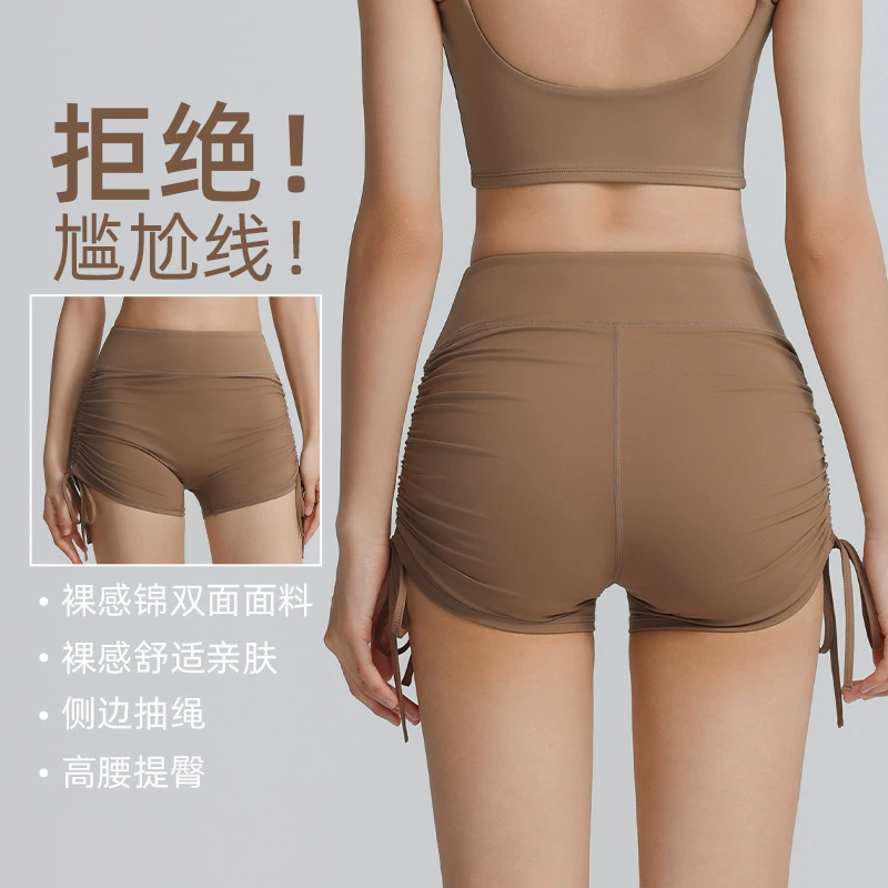Женские спортивные шорты три четверти длины, с высокой талией, утягивающие живот, для йоги, быстросохнущие, дышащие, на шнурке, для танцев и фитнеса