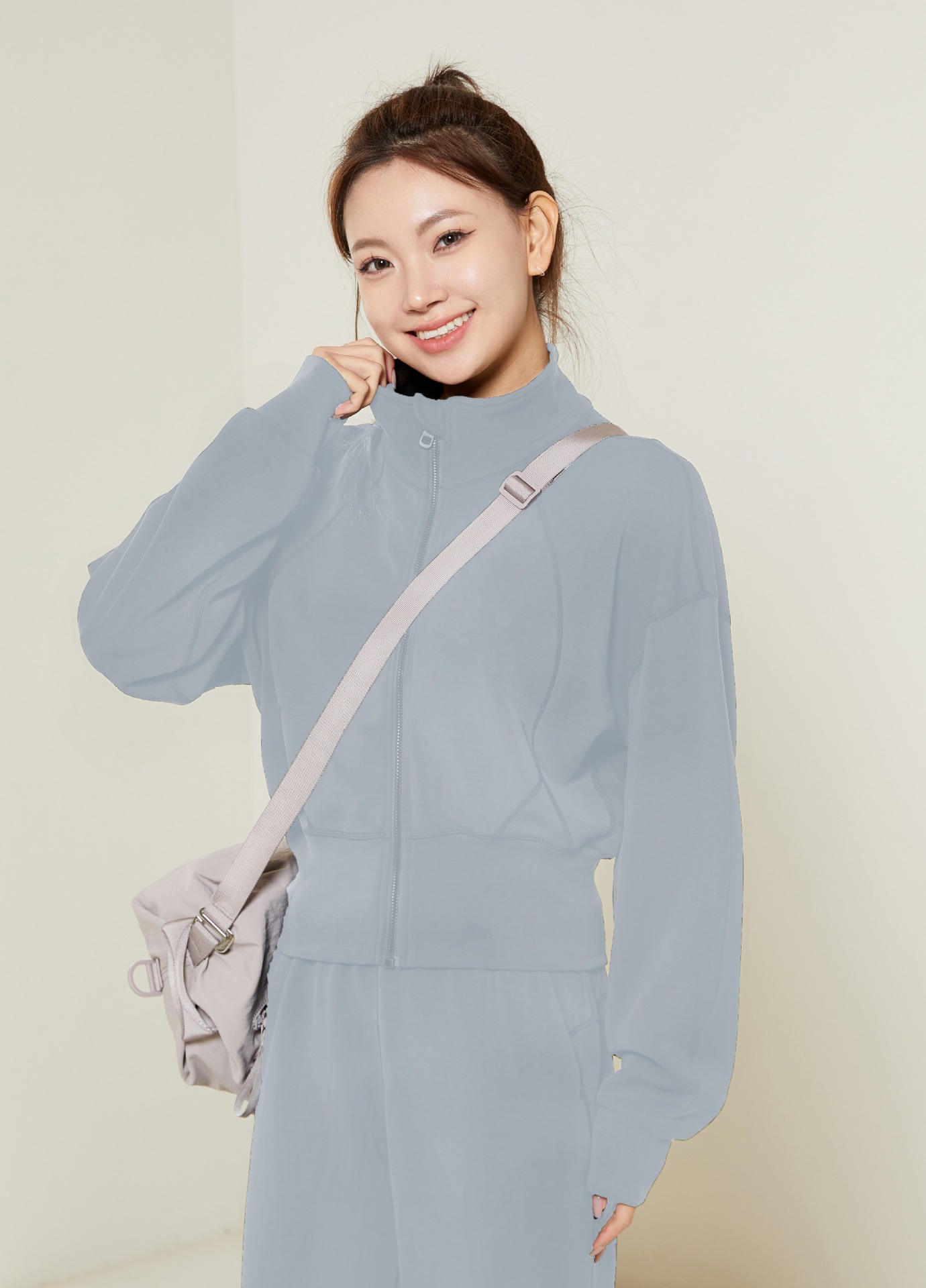 헤이즈 블루(후드가 없는 스탠드 칼라)