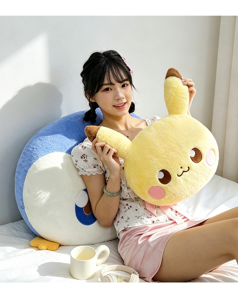 Foreign trade double-sided Pikachu plush pillow, Pogaman doll pillow, bed sleeping cushion, wholesale gift