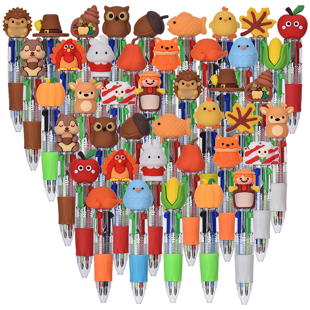 Lovedoso día de Acción de Gracias mini bolígrafo de cuatro colores para niños de alto valor de color multicolor cuentas de mano marcador bolígrafo estudiantes papelería al por mayor
