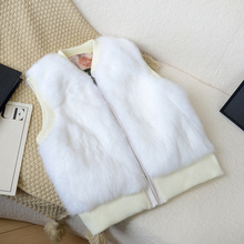 毛毛坎肩真兔毛马甲皮毛一体儿童男女孩加厚皮草背心马夹真皮成人