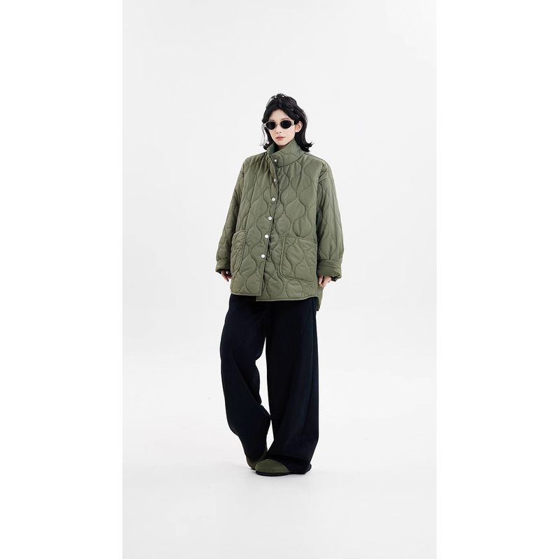 2793# 吴童童 立领长袖加厚保暖棉服外套韩系设计感宽松棉袄上衣|undefined
