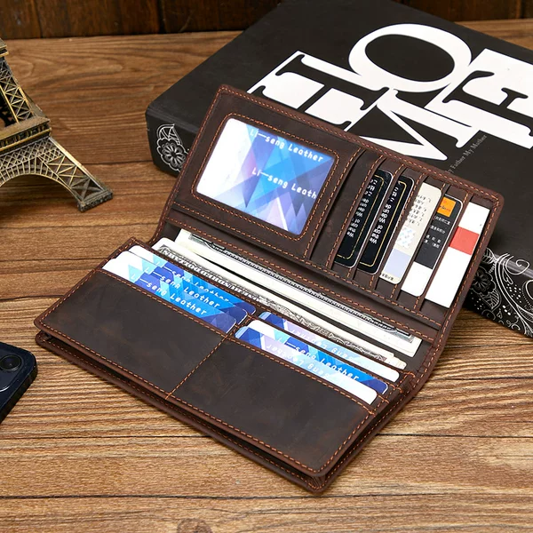Rfid Cross-Border Export Large-Capacity First-Layer Cowhide Wallet with Logo Can Be Added Genuine Leather Men's Long Genuine Leather Clutch Bag