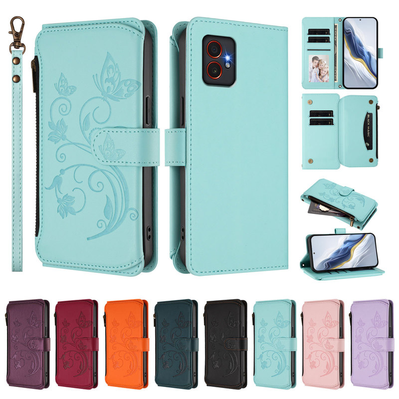 Suitable for Samsung A57 Butterfly Flower Zipper Case A36 5g Flip Multi-Card Wallet Protective Case Suitable for Samsung A57 Butterfly Flower Zipper Case A36 5g Flip Multi-Card Wallet Protective Case