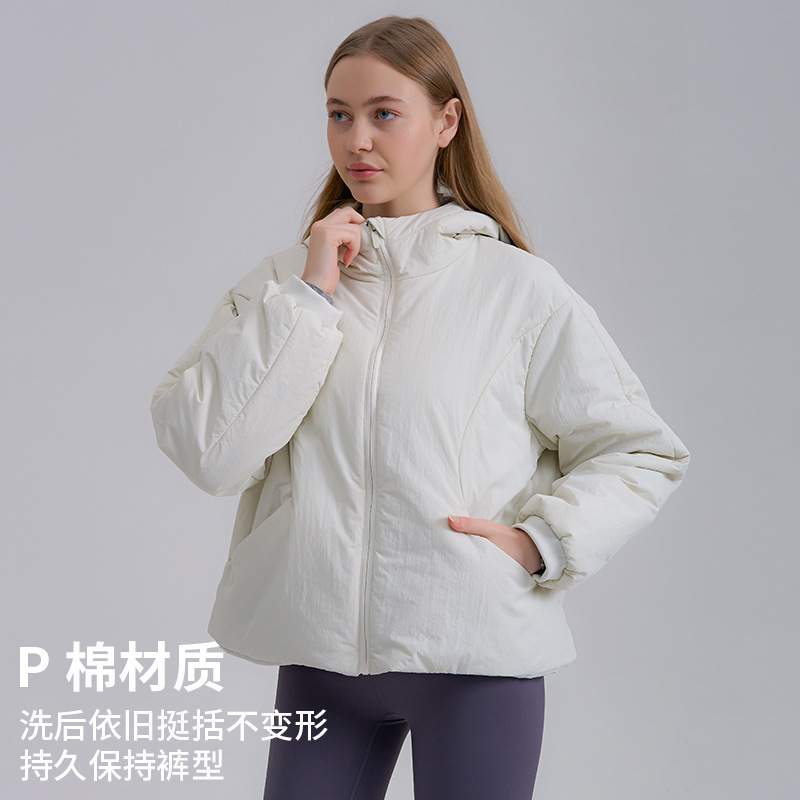 秋冬外套棉服女士高端连帽棉袄宽松短款保暖新款拉链防风上衣批发