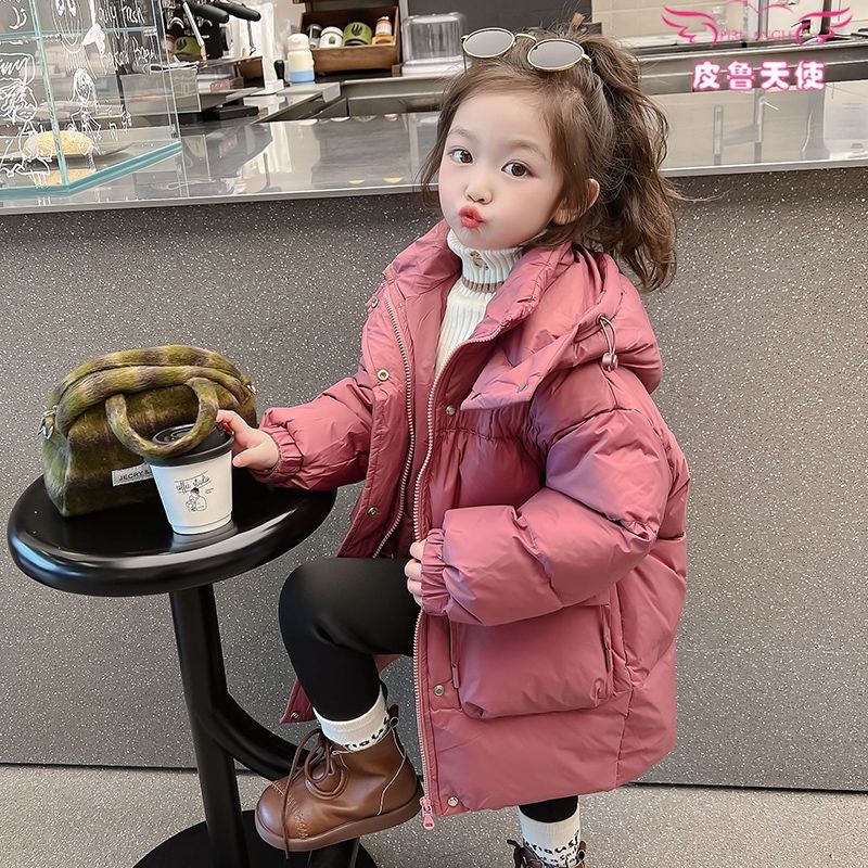 女童羽绒服中长款冬季2023新款女宝宝白鸭绒冬装儿童外套女孩衣服