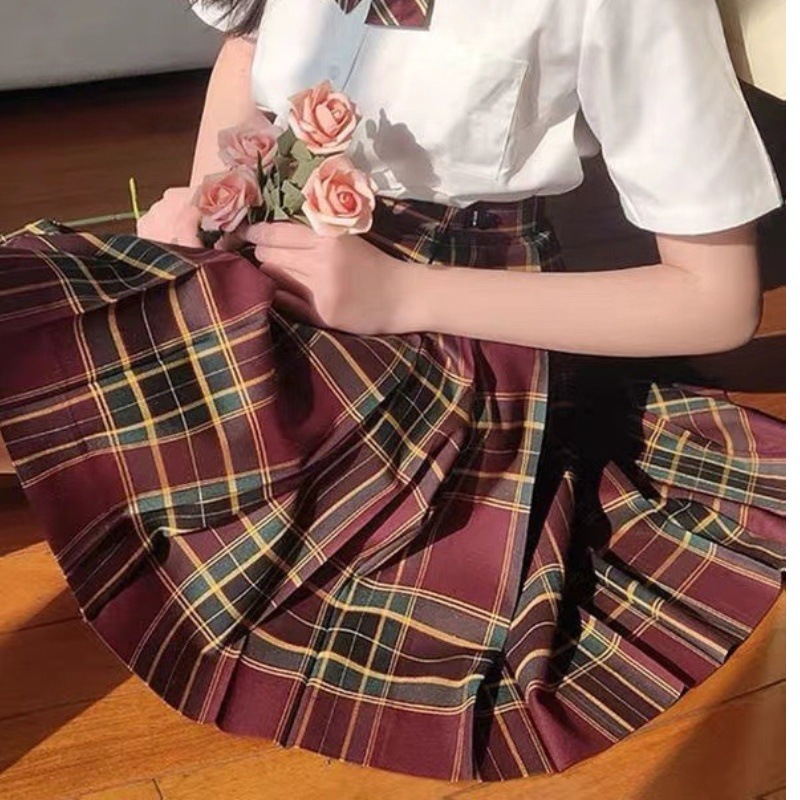 오리지널 JK 유니폼 호손 체크 무늬 스커트 플리츠 스커트 정장 체크 무늬 스커트 여성 가을, 겨울 A 스커트 짧은 스커트 스커트