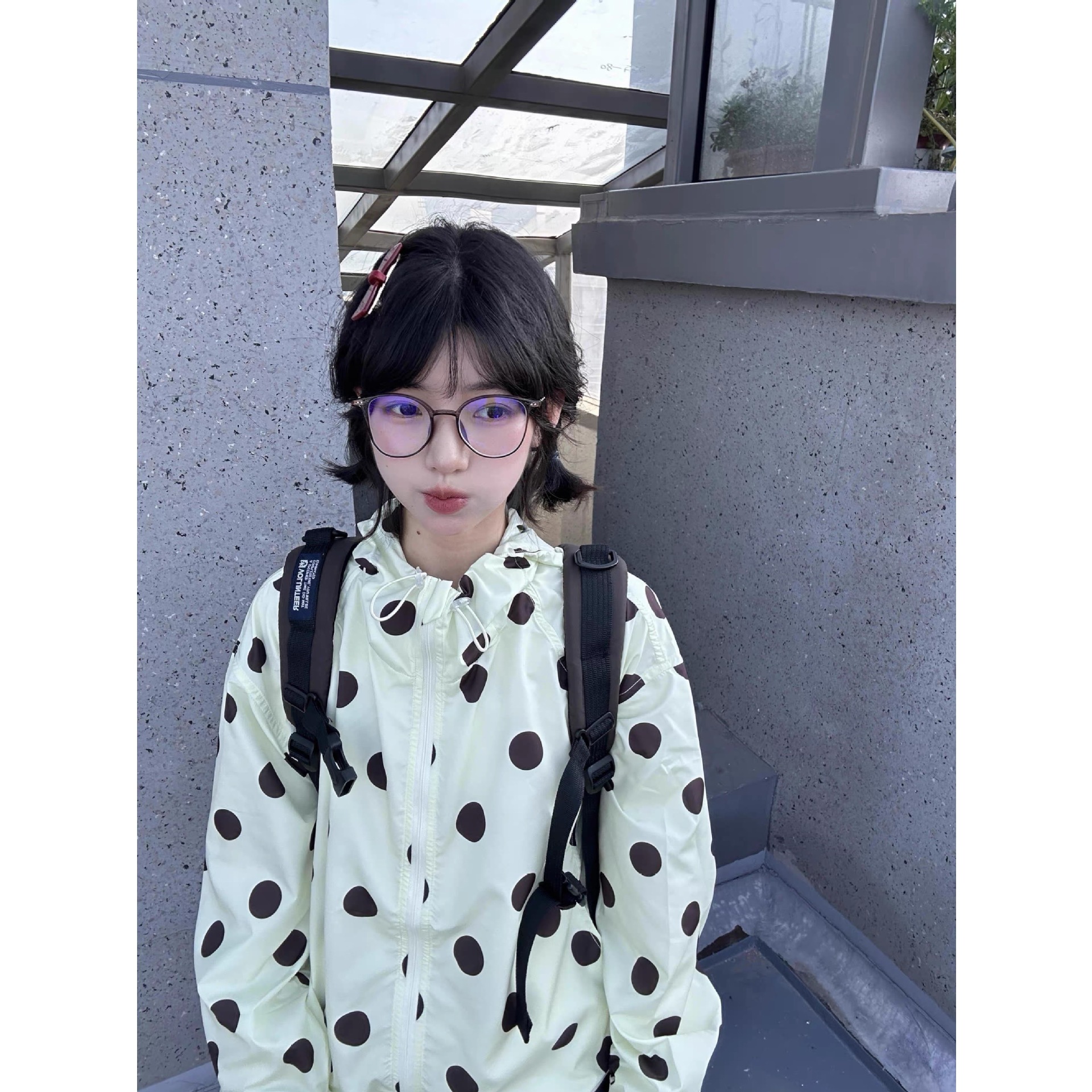 Polka dot hooded sun protection shirt for women, 2026 new style, summer outdoor cycling, UV protection, lightweight and breathable.