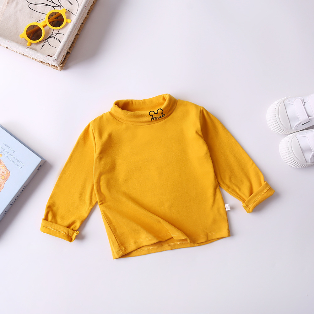 Camiseta interior personalizada para niños, top para niños, ropa interior para niñas, camiseta de manga larga para otoño e invierno, camiseta de cuello alto, cuello medio alto.