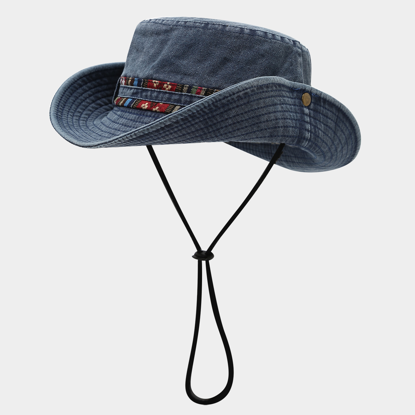 Sombrero de vaquero occidental para hombres y mujeres otoño nuevo deporte al aire libre ocio sombrero de pesca de montaña con cuerda de viento sombrero de sol marea
