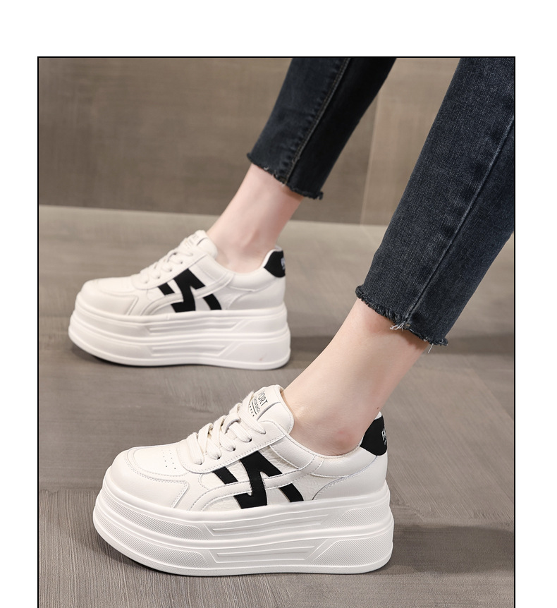 Giày sneaker nữ chunky đế dày tăng chiều cao HJ5005 — Màu be đen chi tiết 12