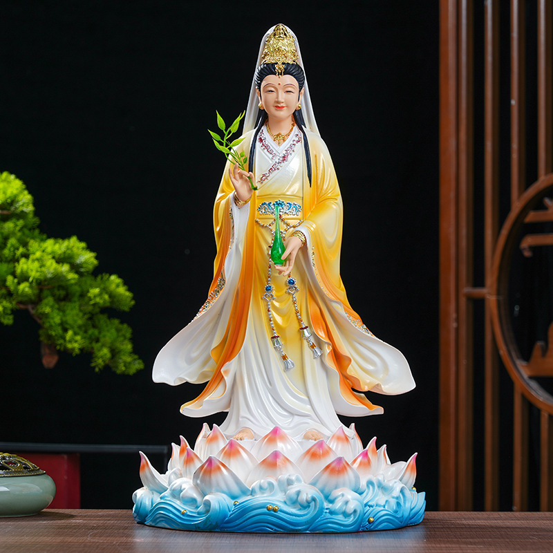 妙善观音娘娘南海观音菩萨树脂佛像供奉观世音佛堂神像家用摆件|undefined
