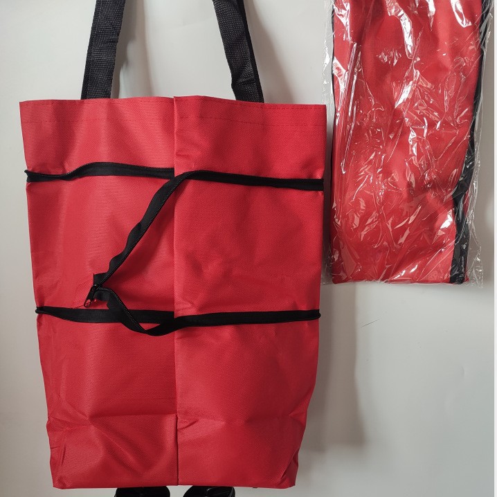 Venta al por mayor bolsa de compras plegable de poliéster carrito de compras portátil supermercado remolcador bolsa rueda bolsa supermercado bolsa