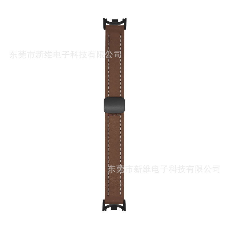 新款皮质牛纹磁吸扣适用小米10手环表带高级感小米手环8/9现货发|undefined