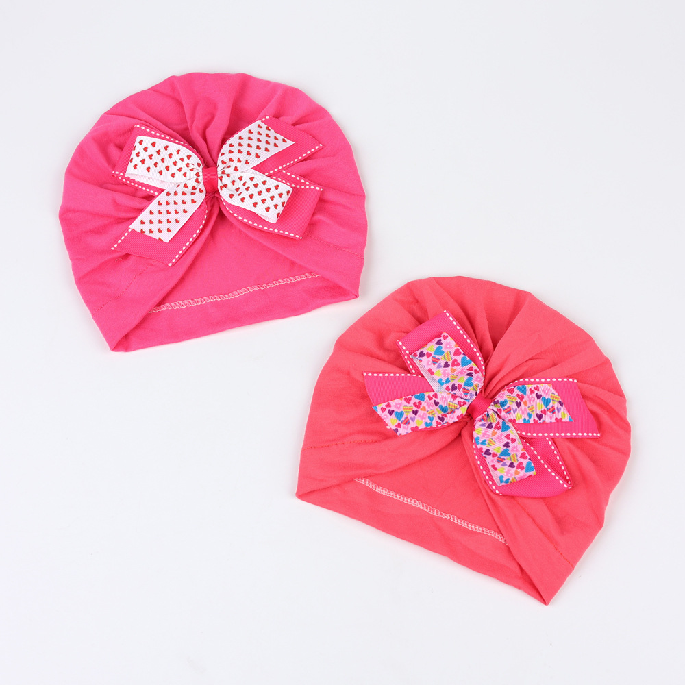 Children Unisex Cute Bow Knot Printing Baby Hat display picture 6