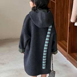 女童双面绒冬季保暖儿童双面穿毛呢外套长款呢子大衣有吊牌其他棉