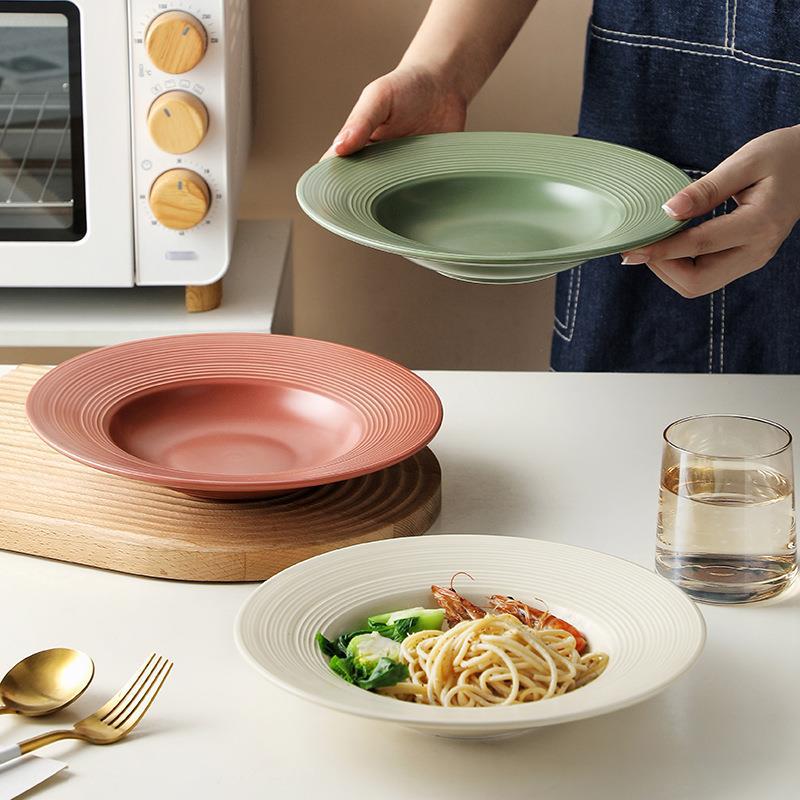 스파게티 플레이트 스레드 스파게티 플레이트 깊은 접시 스파게티 플레이트 밀짚 모자 스타일 식기에 서양 식사 접시 특별
