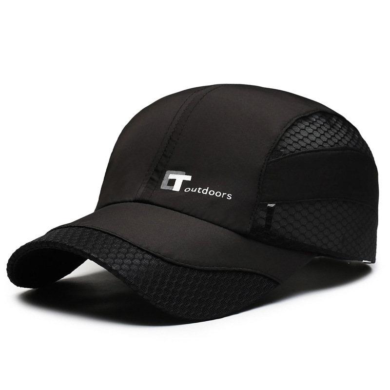 Summer Mesh Letter Quick-Dry Men's Baseball Outdoor Hiking Travel Breathable Soft Top Curved Brim Versatile Duckbill Cap_voghion.com