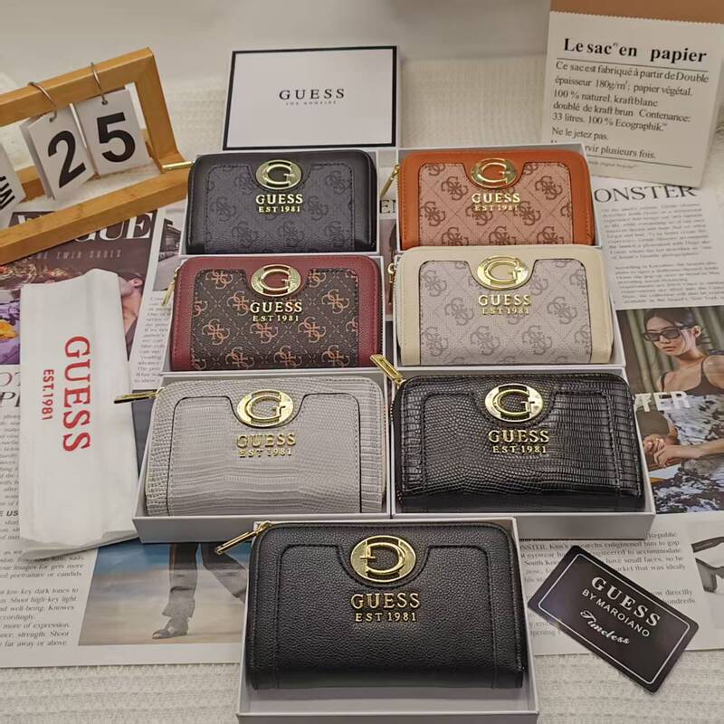 2025 Guess Home New Fashion Wallet Medium Size Unisex Versatile Wallet Multi-Card Slot Clutch High-End Large Capacity