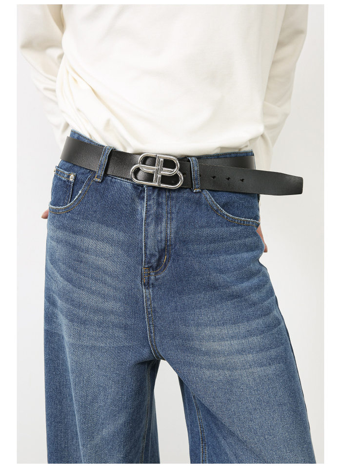 Quần jean nam ống rộng cạp vừa phong cách Hàn, denim cotton pha, form suông thoải mái — Màu đen, Xanh lam cổ điển, Xanh lam nhạt, Xanh lam đậm chi tiết 10