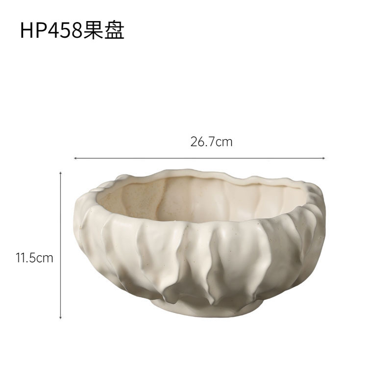 Mesa de comedor simple francesa, plato de frutas de cerámica, decoración de mesa de té de la sala de estar, bandeja de almacenamiento, decoración suave