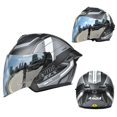 Half Helmet, 3C Certified Motorcycle – Motorcycle Safety Supplies - gundam-mecha-3c-certified-class-a-silver-plated-mirror-one-size-fits-all-suitable-for-head-circumference-55-62