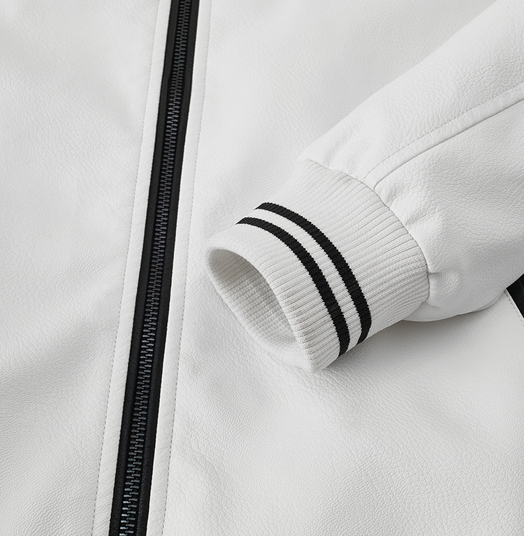 Herr bikerjacka i konstläder slim fit med ståkrage_voghion.com