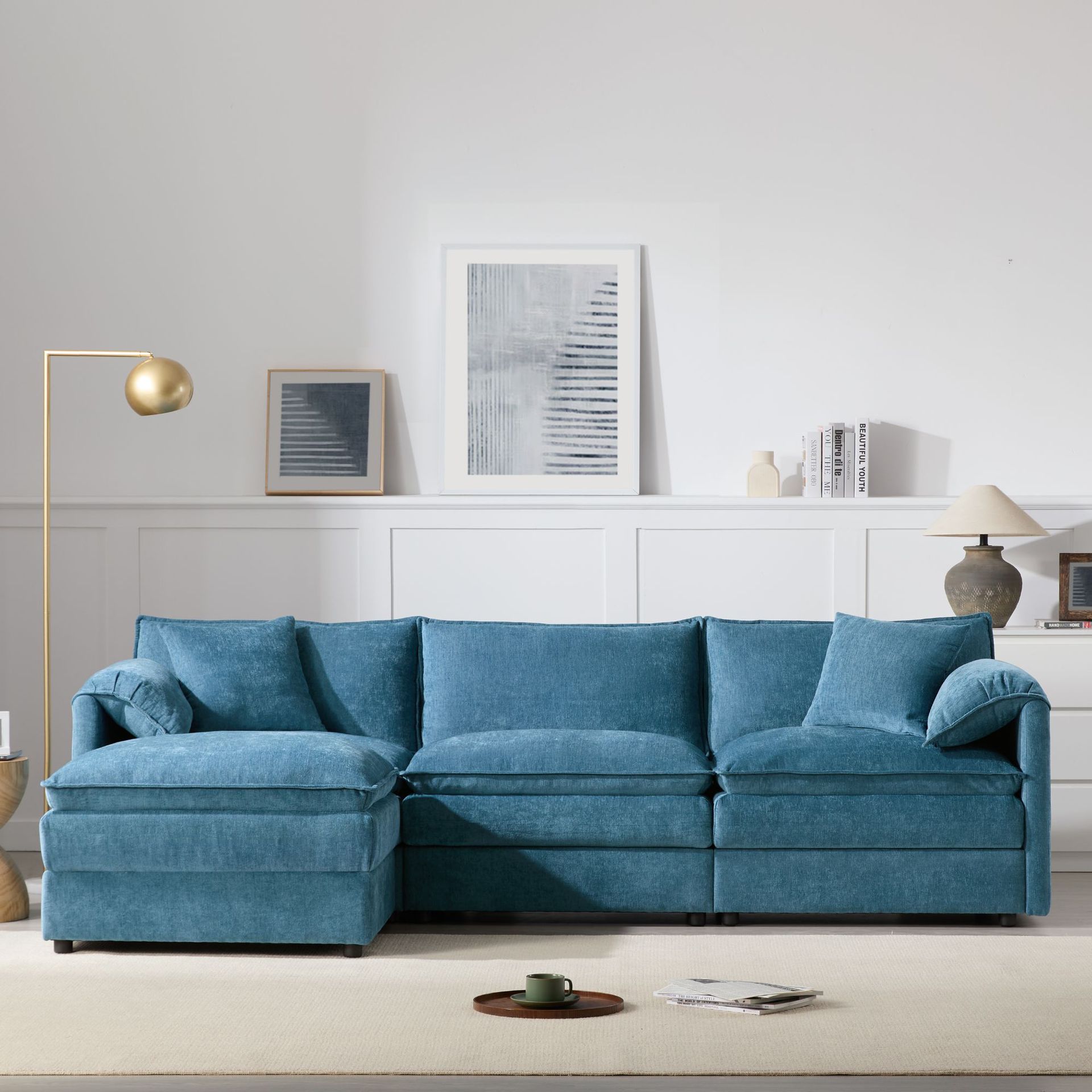 Sofá minimalista, tela, sala de estar para el hogar, piso, sofá de tela moderno, simple, grande y pequeño