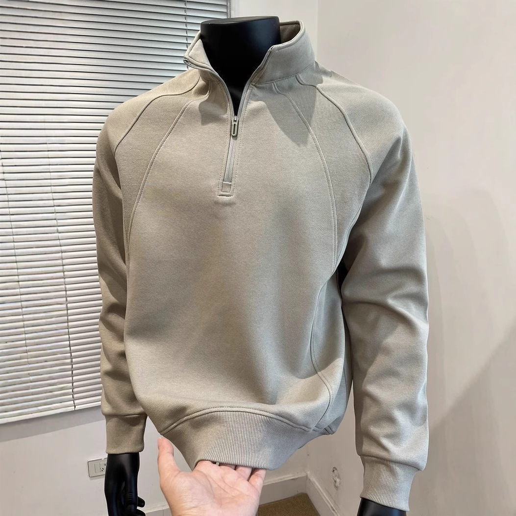 Men's Clothing Patchwork Pullover Sweatshirt Loose Fit Versatile Stand Collar Thermal Cotton Blends T-Shirt_voghion.com
