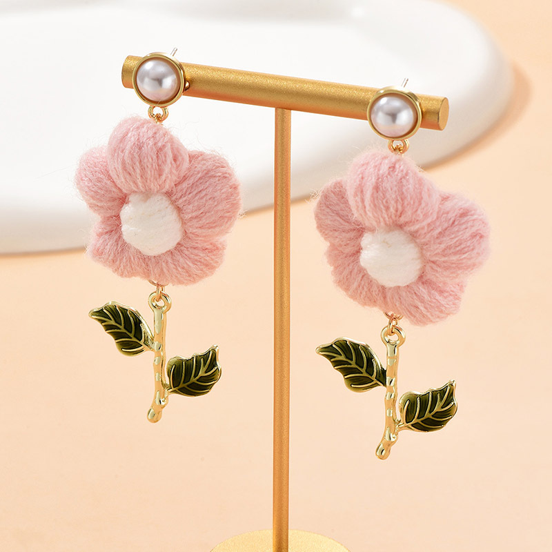 Simple Style Flower Cloth Inlay Artificial Pearls Womenu0027S Drop Earrings 1 Pair