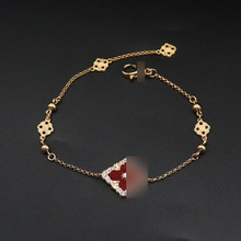 意大利复古宫廷风白贝母四叶草单花手链女 18k轻奢百搭高级感饰品