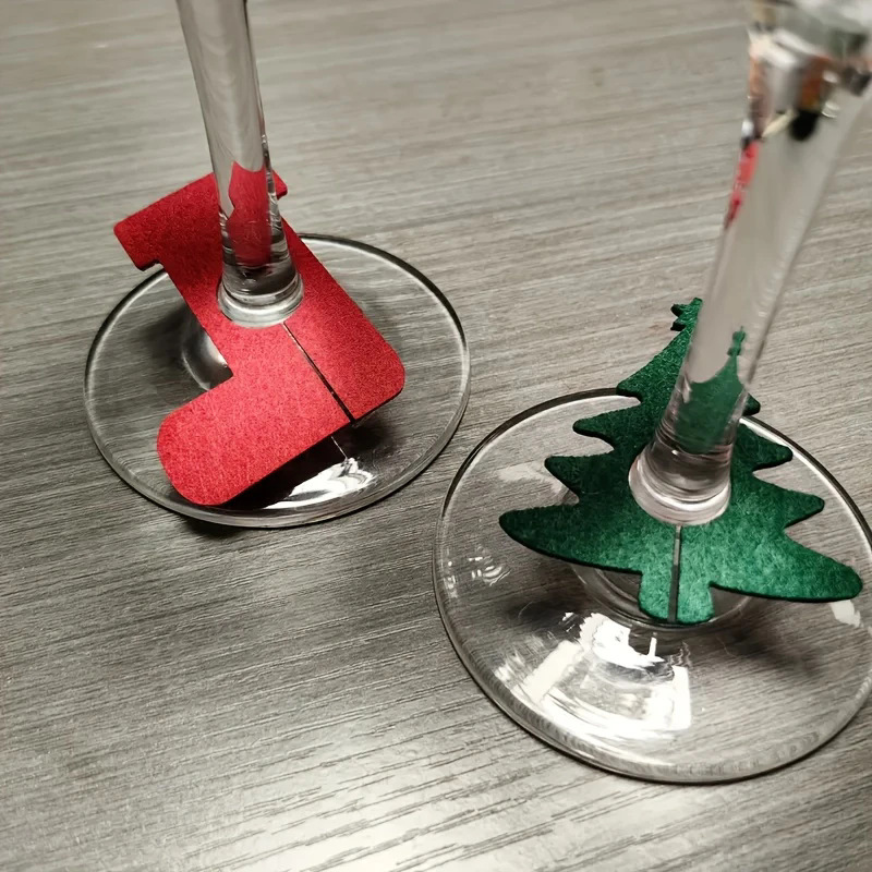 フェルト グラス アクセサリー クリスマス ワイン グラス ペンダント ホリデー パーティー イベント用の季節のパーティー用品|undefined