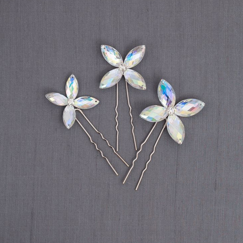 boda mariposa de color broca de cabello de tres piezas set de moda diamantes diarios broca de cabello accesorios para mujeres Hairpin