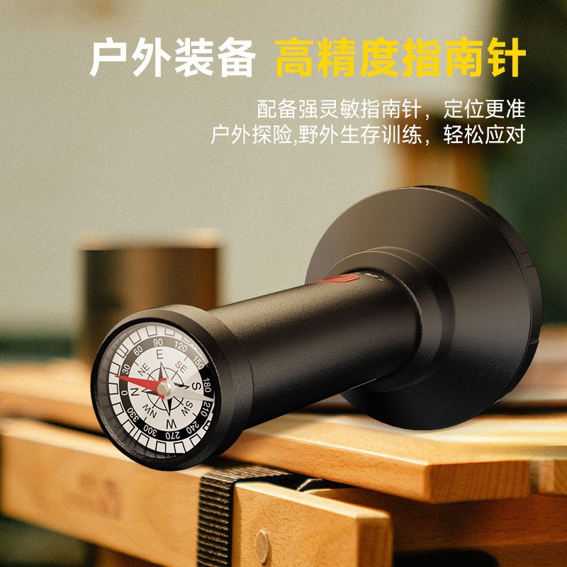 Transfronterizos nueva linterna LED TYPE-C recargable linterna de brújula al aire libre multifuncional camping linterna de luz brillante
