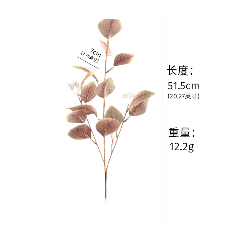 열매 달린 가을빛 붉은 유칼립투스 잎 (길이 52cm)