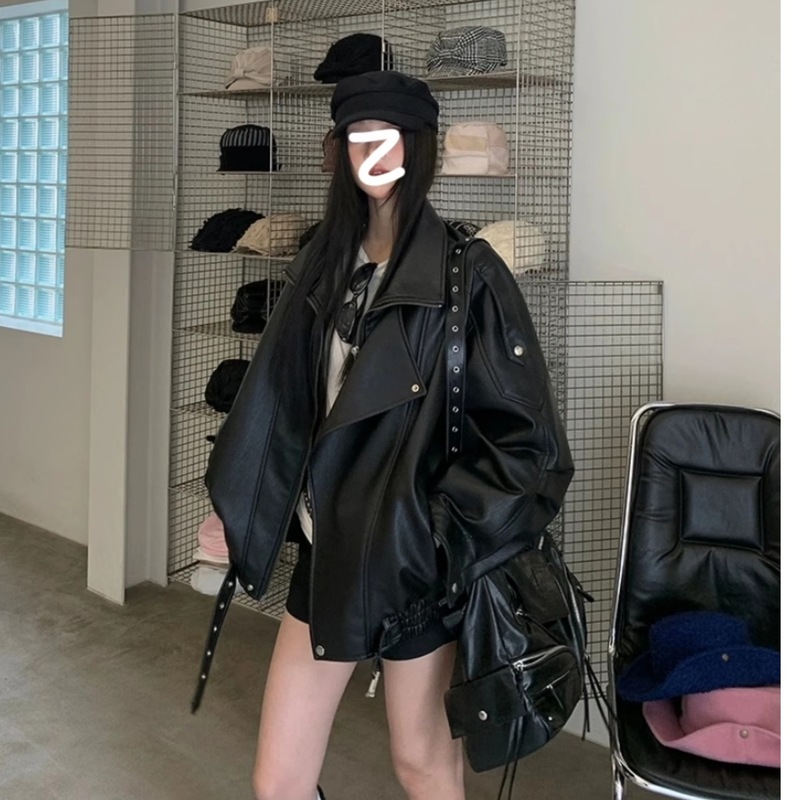 酷飒风黑色皮衣外套女2025新款秋季重工复古独特超好看机车夹克|undefined