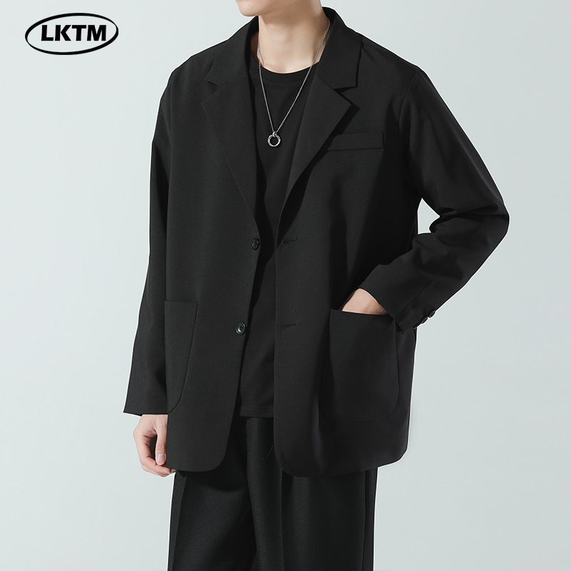 LKTM Men's# Fall/Winter Casual dk Uniform Suit Jacket Men's Advanced Sense of Puppies Handsome Light Mature Suit Jacket